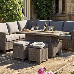 Image of EX DISPLAY / COLLECTION ONLY - Kettler Palma Right Hand Corner Sofa Set with S-Q Table in Rattan