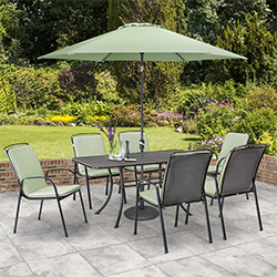 Small Image of Kettler Savita 6 Seat Rectangular Dining Set - Sage