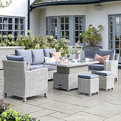 Small Image of Kettler Palma Signature Sofa Set with Adjustable Glass Table in White Wash