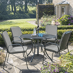 Small Image of Kettler Savita 4 Seat Round Dining Set in Slate  - NO PARASOL