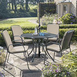 Small Image of Kettler Savita 4 Seat Round Dining Set in Stone - NO PARASOL