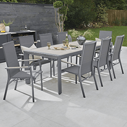 Small Image of Kettler Surf Active 8 Seater Rectangular Dining Set in Iron Grey