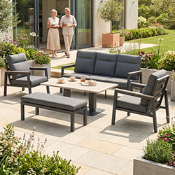 Small Image of Kettler Tudor Sofa Lounge Set with Reclining Armchairs and Bench