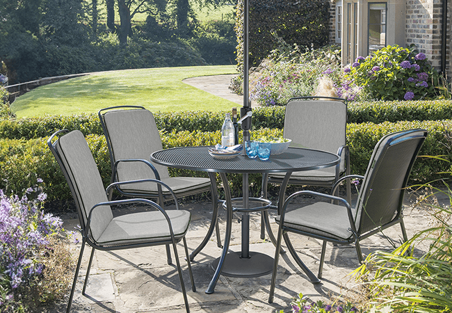 Image of Kettler Savita 4 Seat Round Dining Set in Slate  - NO PARASOL
