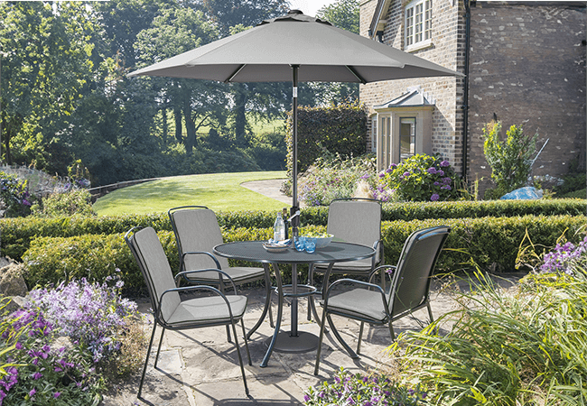 Image of Kettler Savita 4 Seat Round Dining Set - Slate