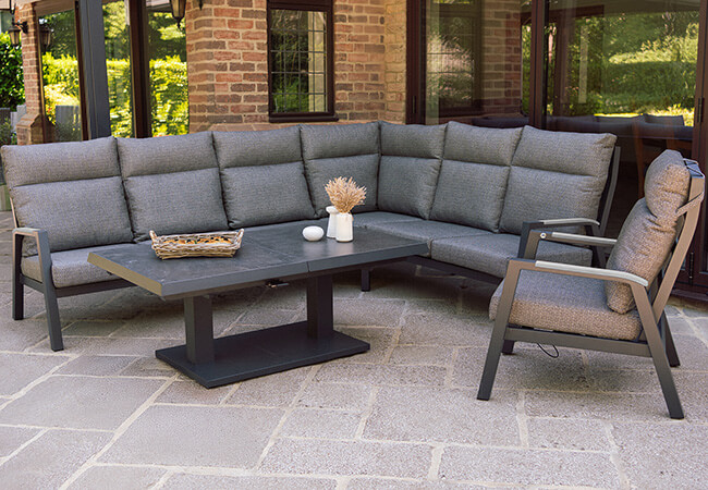 Image of Atlas Aluminium Recline and Extend Corner Set with Armchair