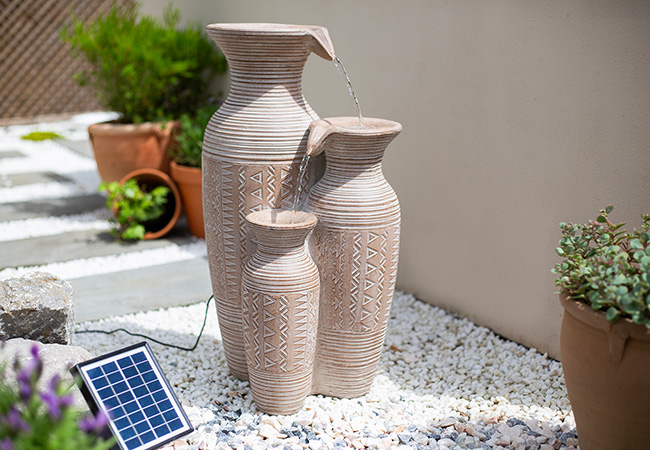 Image of Easy Fountain Aztec Vase Solar Powered Water Feature