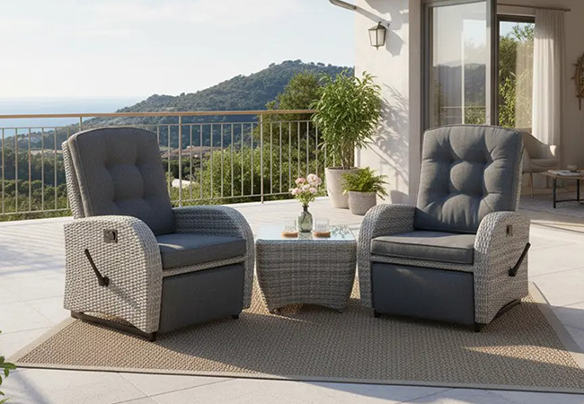 Image of Bellevue Rattan Weave Recliner Set