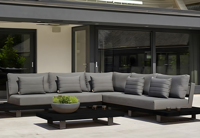 Image of Life Fitz Roy Aluminium Lounge Corner Sofa Set in Lava / Matt Grey