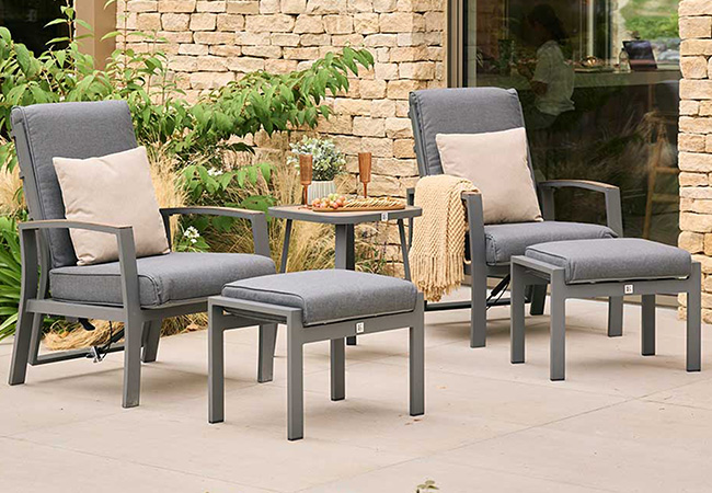 Image of LG Monza 5 Piece Recliner Duet Set with Stools and Side Table