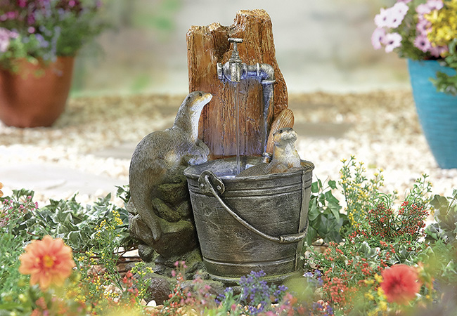 Image of Easy Fountain Playful Otters Garden Water Feature