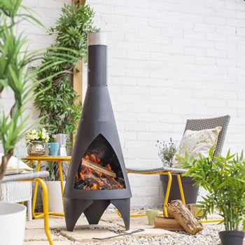 Image of EX DISPLAY / COLLECTION ONLY Colorado Black Medium Steel Chiminea by La Hacienda