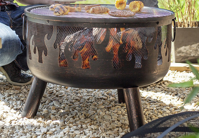 Image of La Hacienda Bronze Wildfire Firebowl with BBQ Grill