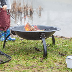 Small Image of La Hacienda Explorer Firebowl with Grill and Folding Legs - Black