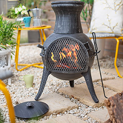 Image of La Hacienda Steel Squat Pewter Effect Chiminea