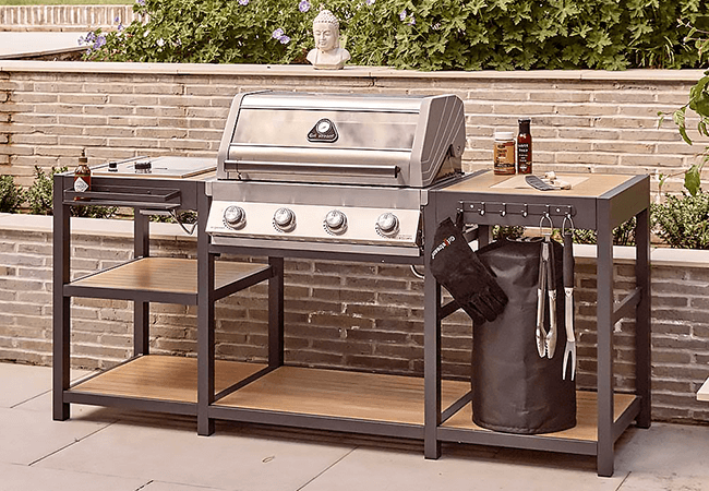 Image of Grillstream Sanctuary Outdoor Kitchen 4 Burner Hybrid with Ceramic Side Burner in Oak