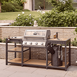Image of Grillstream Sanctuary Outdoor Kitchen 4 Burner Hybrid with Ceramic Side Burner in Oak