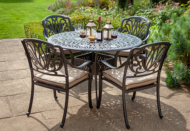 Image of Hartman Amalfi 4 Seat Dining Set in Bronze/Amber - NO PARASOL