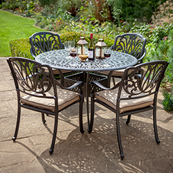Image of Hartman Amalfi 4 Seat Dining Set in Bronze/Amber - NO PARASOL