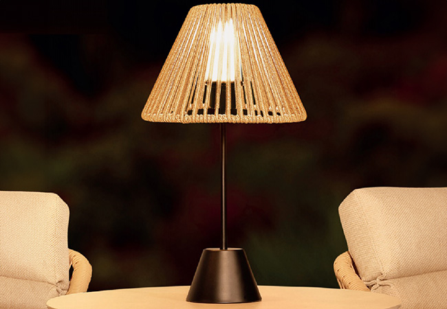 Image of Lume Elba Latte Rope 50cm Table Lamp