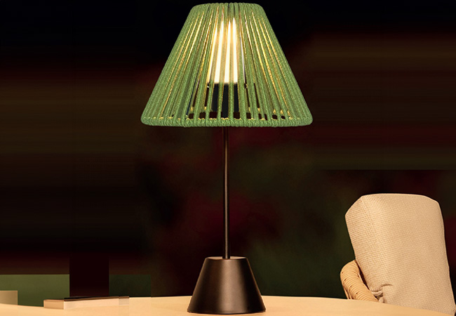 Image of Lume Elba Sage Rope 50cm Table Lamp