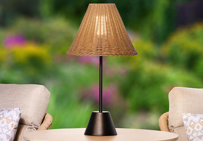 Image of Lume Elba Sesame Rattan 50cm Table Lamp
