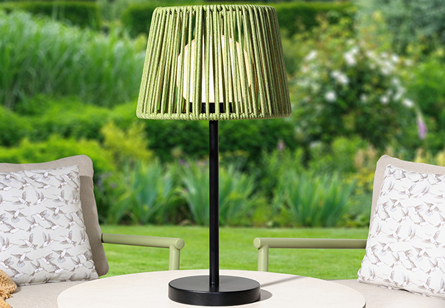 Image of Lume Garda Sage Rope 56cm Table Lamp