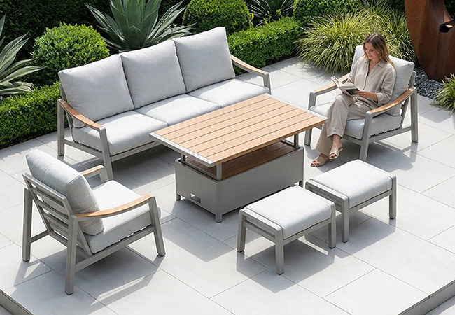 Image of LG Lisbon 3 Seat Sofa Lounge Dining Set with Adjustable Table