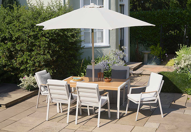 Image of LG Lisbon 6 Seat Dining Set with 3.0m Parasol