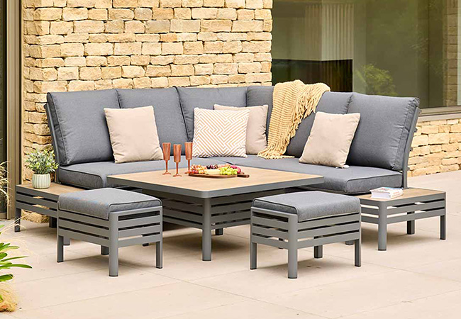Image of LG Monza Square Modular Corner Dining Set with Adjustable Table