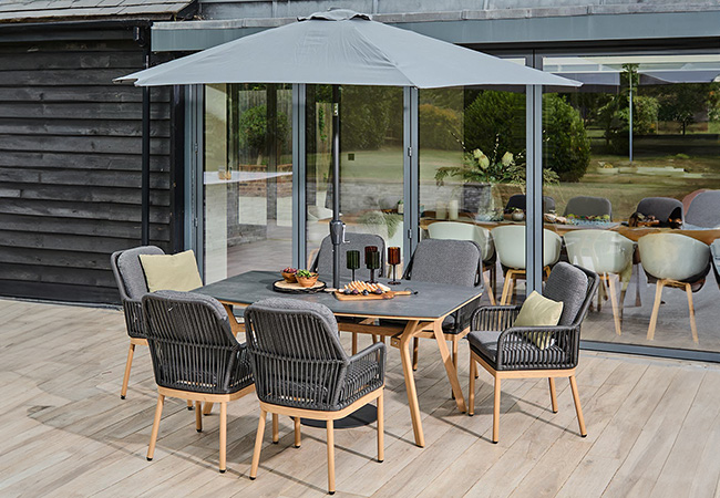 Image of LG Peru 6 Seat Rectangular Dining Set with 3m Parasol