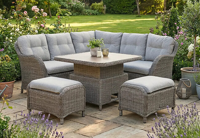 Image of LG St Tropez Sand Compact Corner Set with Adjustable Table