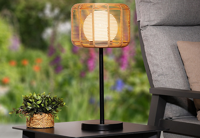 Image of Lume Toscana Sesame Rattan 56cm Table Lamp