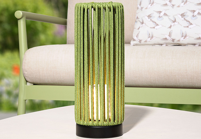 Image of Lume Tubetto Sage Rope 34cm Table Lamp