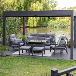 Image of LG Barcelona Lounge Dining Set with Gas Firepit Table