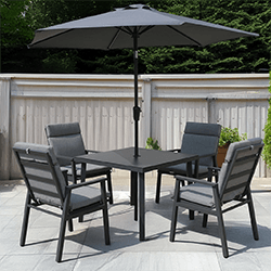 Small Image of LG Barcelona 4 Seat Dining Set with 2.5m Parasol
