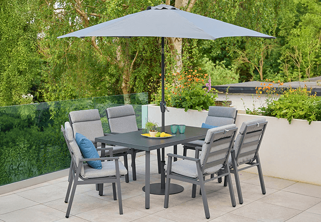 Image of LG Barcelona 6 Seat Dining Set with 3.0m Parasol