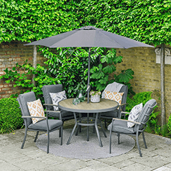 Image of LG Monza 4 Seat Set with Highback Armchairs and 2.5m Parasol