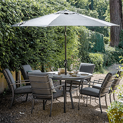 Image of LG Monza 6 Seat Oval Set with Highback Armchairs and 3.0m Parasol