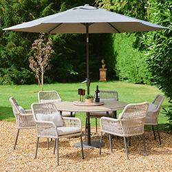 Image of LG Panama 6 Seat Dining Set with Lazy Susan and 3.0m Parasol