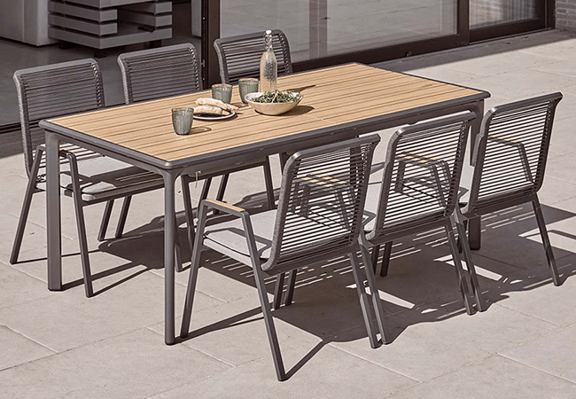 Image of LG Sanctuary Rope 6 Seat Rectangular Dining Set in Oak