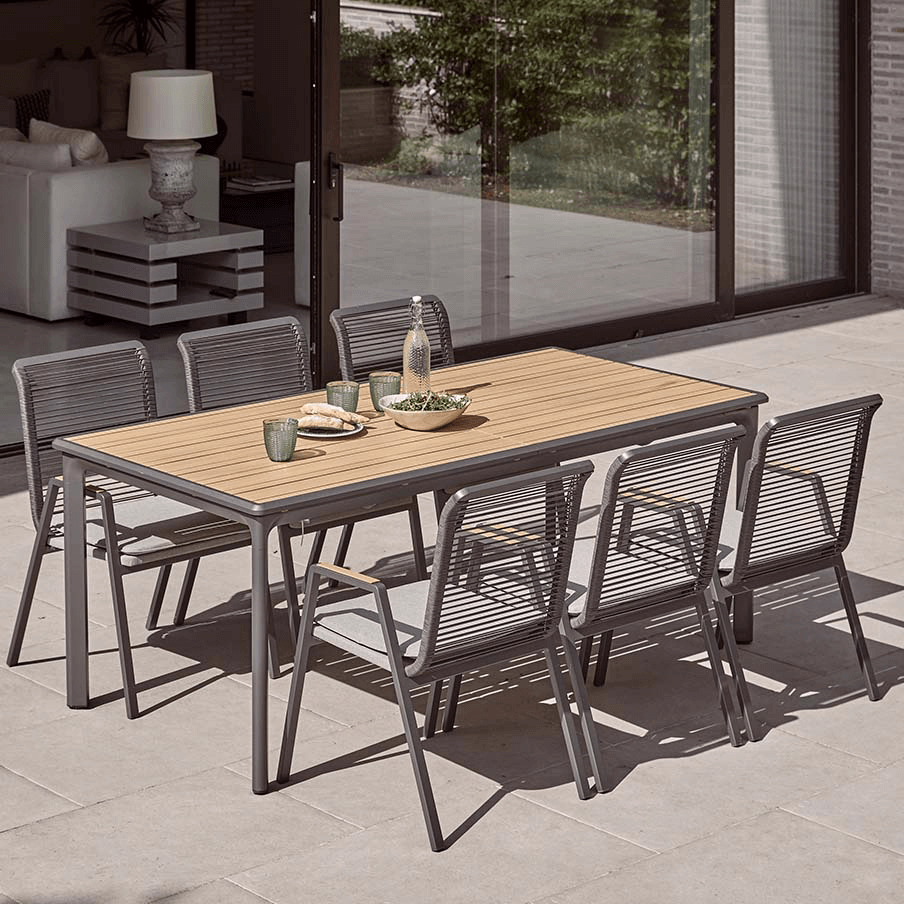 Image of LG Sanctuary Rope 6 Seat Rectangular Dining Set in Oak
