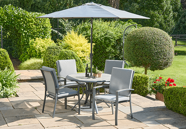 Image of LG Turin 4 Seater Dining Set in Graphite / Mixed Grey