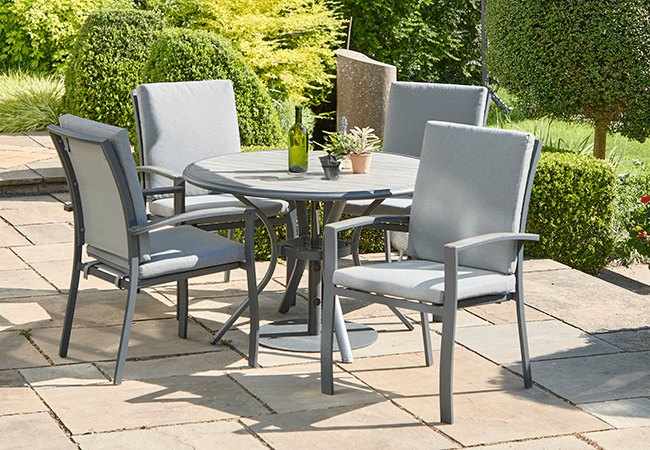 Image of LG Turin 4 Seater Dining Set in Graphite / Mixed Grey - No Parasol