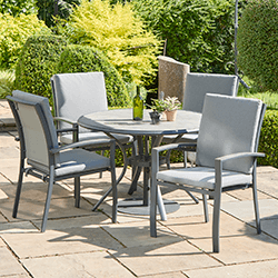 Small Image of LG Turin 4 Seater Dining Set in Graphite / Mixed Grey - No Parasol