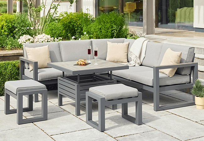 Image of LG Turin Compact Modular Corner Sofa Dining Set with Adjustable Table