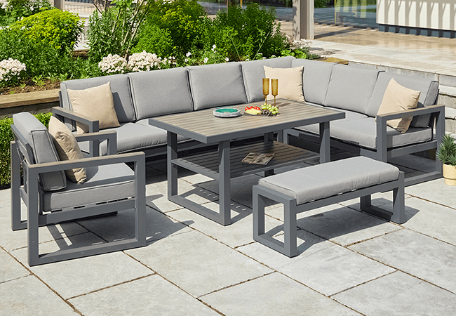 Image of LG Turin Rectangular Modular Corner Set with Lounge Chair
