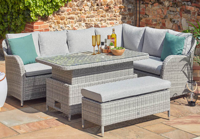 Image of LG Monte Carlo Stone Rectangular Corner Set with Adjustable Table