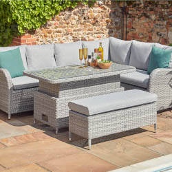 Small Image of LG Monte Carlo Stone Rectangular Corner Set with Adjustable Table