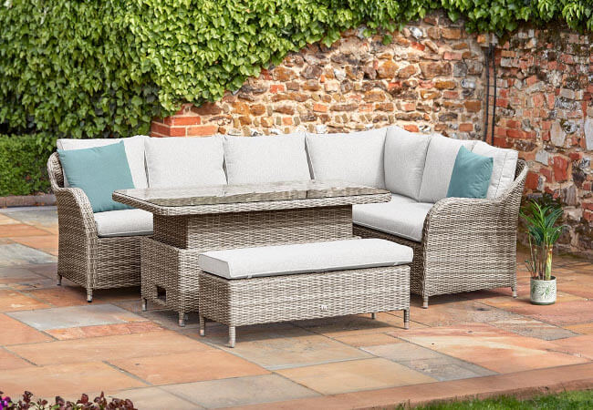 Image of LG Monte Carlo Sand Rectangular Corner Set with Adjustable Table